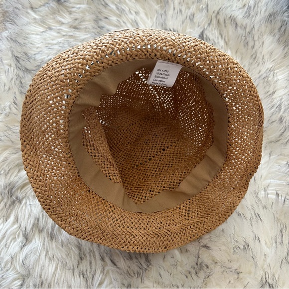 Woven Straw Hat with Attached Leopard Print Scarf - Picture 4 of 6